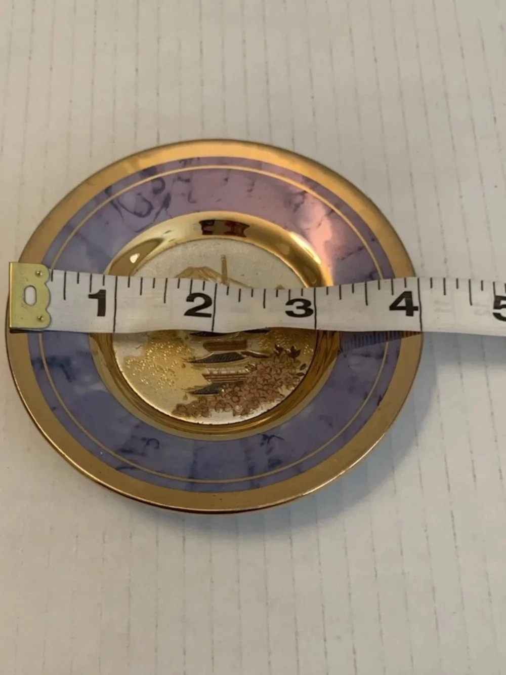 4” Gold and Lavender Decorative Art of Chokin Plate Small